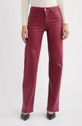 L'agence Scottie High Waist Coated Wide Leg Jeans in Rhododendron Coated at Nordstrom, Size 34