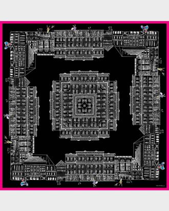 Rani Arabella Asti Printed Cashmere Scarf In Black