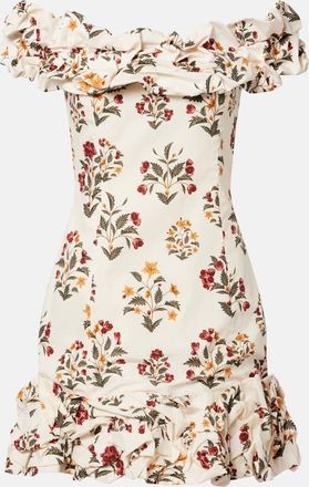 Agua Bendita Floral ruffled cotton minidress