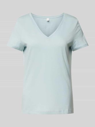 QS by s.Oliver T-Shirt mit V-Ausschnitt in Hellblau, Gr&ouml;&szlig;e XL