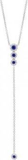 Allurez 0.12ct Diamond & 0.22ct Blue Sapphire 14k White Gold Lariat Necklace