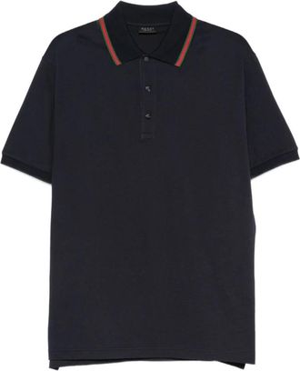 Gucci Cotton Jersey Polo Shirt with Web - male - Gucci - Polo Shirts - Blue - XL - Tops
