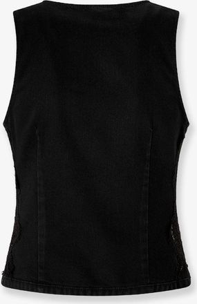 Pinko Womens Cotton Gardener Vest With Laces Black Blazers Jacket