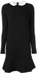 Valentino Garavani VALENTINO BLACK KNIT DRESS WITE PETER PAN COLLAR SZ M Size M