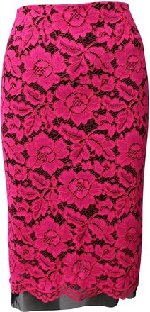 Sandro Lace Midi Skirt in Pink Polyester