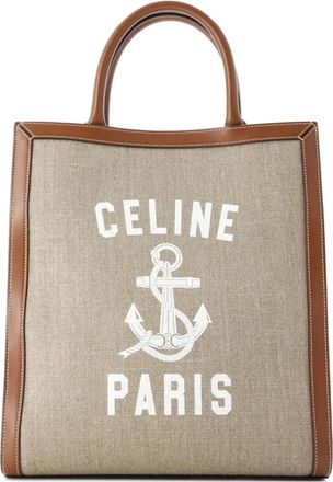 Celine Vertical Cabas Printed Canvas and Leather Small tote bag - Bruin