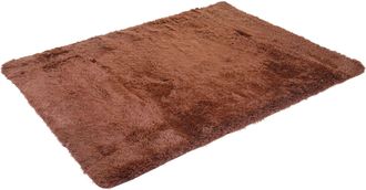 Hhg Alfombra Hhg 258, Alfombrilla Shaggy Pelo Alto Pelo Largo, Tejido/textil Mullido Suave 160x120cm, Marr&oacute;n Oscuro