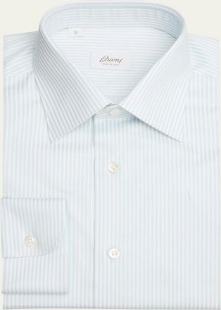 Brioni Mens Cotton Bengal Stripe Dress Shirt