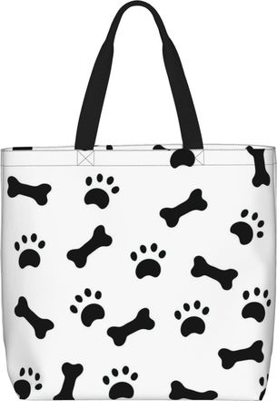 Generic Women Handbag Dog Paw Print Bones Travel Tote Bag Casual Lightweight Ladies Purse, For Daily, Work, Christmas, Swim, Wedding