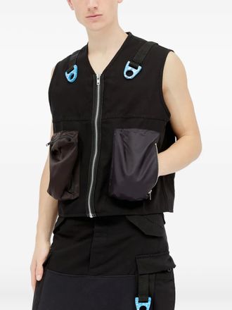 Space Available ring-detail utility vest - unisex - Fabric - L - Black