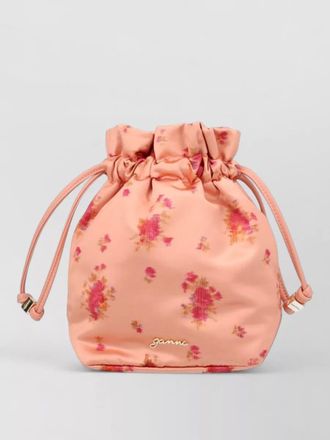 Ganni floral bucket bag ruffled top pouch