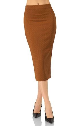 Ivonne Midi Skirt with Back Slit in Brown at Nordstrom, Size 14
