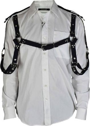 Roberto Cavalli Harness Style Long Sleeve Cotton Shirt, Brand Size 48 ( US Size 38 )