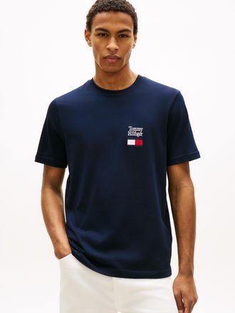 Tommy Hilfiger T-Shirt TOMMY HILFIGER BRAND LOVE TEXT STACK, Herren, Gr. XXL, desert sky, Single Jersey, Obermaterial: 100% Baumwolle, unifarben, regular fit normal,