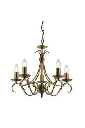 Netlighting Bernice 5 Light Multi Arm Ceiling Pendant Antique Brass E14 in Gold