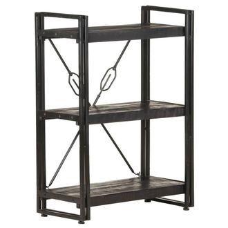 Berkfield Home 3-Tier Bookcase Black 60x30x80 cm Solid Mango Wood | Size: 60 x 30 x 80 cm