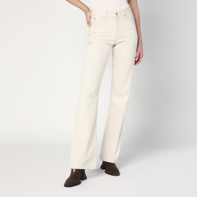 Jeans Relaxed Flared beige in misto lino