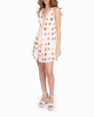 Nicole Miller Radiant Aura Silk Mini Dress In White Aura Dot
