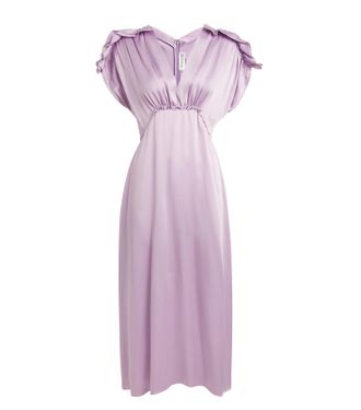 Victoria Beckham Ruffled Satin-Crepe Midi Dress Size L
