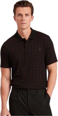Ted Baker Heren geruit poloshirt met kraag en jacquardmotief (Zwart)