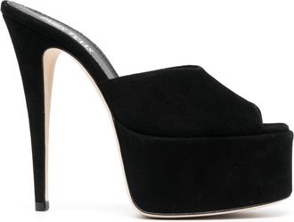 PARIS TEXAS 155mm peep-toe stiletto-heel sandals - women - Calf Leather/Calf Leather/Calf Suede - 38.5 - Black