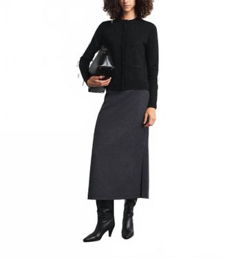 Lafayette 148 New York Ribbon Hand Embellished Cardigan In Black