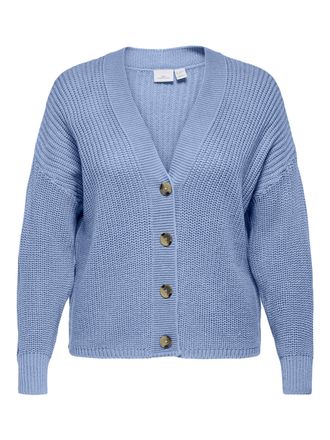 Only Carmakoma Strickjacke ONLY CARMAKOMA CARCAROL NICE L/S CARDIGAN KNT NOOS, Damen, Gr. L, blau heron, Strick, Obermaterial: 100% Polyacryl, unifarben, regular fit