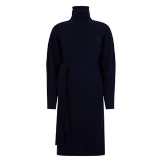 Malo Kleedjes, Dames, Blauw, S, Leer, Gebreide knielange jurk