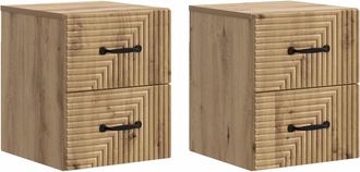 vidaXL Mesita De Noche De Pared 2 Uds. Roble Artisan 34,5 X 33 X 40 Cm Vidaxl