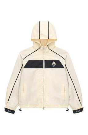 Rta Zayden Hooded Logo Jacket in Raw Sand at Nordstrom, Size Xxx-Large