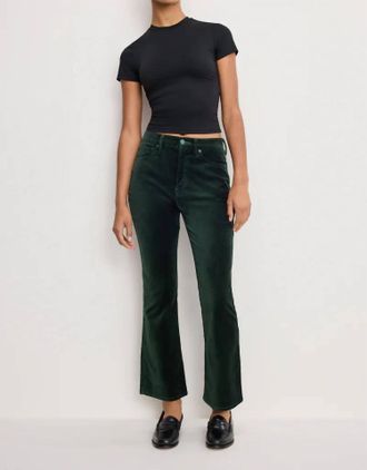 Good American Velvet Good High Rise Kick Flare Pants In Pine Green003