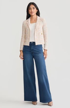 Misook Heritage Melange Tweed Knit Jacket in Fresh Mint/biscotti at Nordstrom, Size Xx-Large