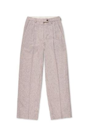 Fortela High-Waisted Pleated Wool Trousers in Ecru at Nordstrom, Size 42 32 Eu