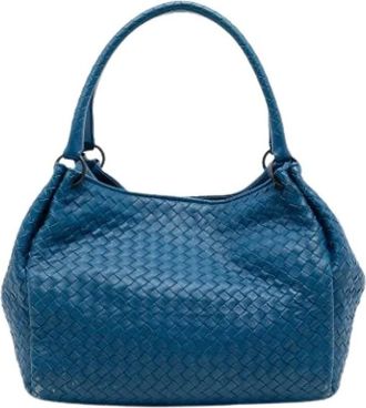 Bottega Veneta Pre-owned Handbags, female, Blue, Size: ONE SIZE Pre-owned Woven Leather Tote