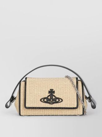 Vivienne Westwood raffia shoulder bag chain strap handle