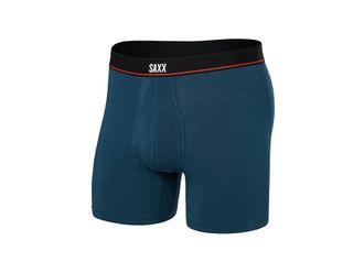 Saxx Underwear Non-Stop Stretch Cotton Boxer Brief Fly Mens Underwear Hurricane : 2XL, Mesh/Elastane/Cotton