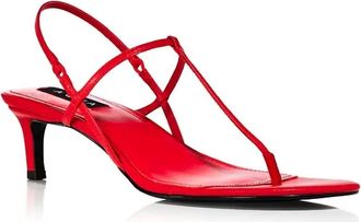 Aqua Womens T-Strap Slingback High-Heel Sandals In Red