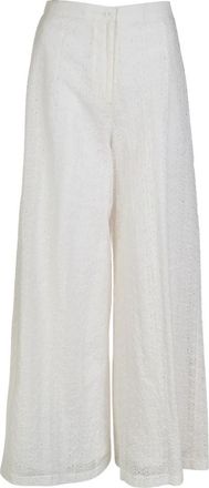 Forte_Forte Pant Flared Ricamo - Dames - Wijde Broeken - Wit - S - Broeken