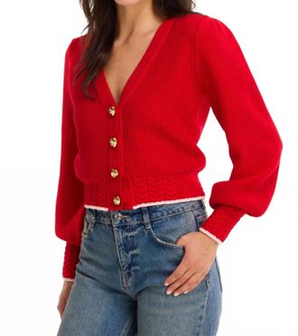 Allison New York Solid Piper Cardigan In Red