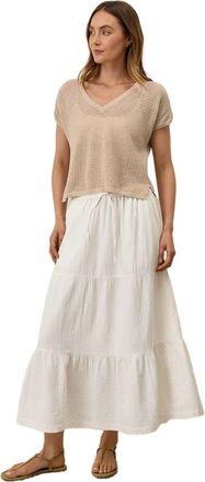 Pact Organic Cotton Coastal Double Gauze Tiered Maxi Skirt in Sea Salt at Nordstrom, Size Medium