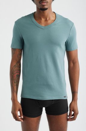 Tom Ford Cotton Jersey V-Neck T-Shirt in Teal at Nordstrom, Size X-Large