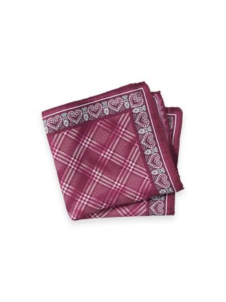 Paul Fredrick Valentines Day Plaid Silk Pocket Square