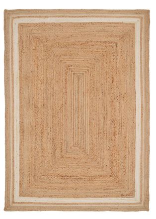 Kukoon Bordered Natural Handwoven Braided Jute Fireside Living Area Rug in Beige | Size: 190 cm x 280 cm