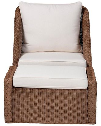Baxton Studio Derris Bohemian Braided Rattan 2pc Arm Chair & Footstool Set