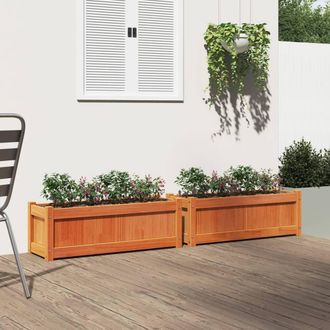 Berkfield Home Garden Planters 2 pcs Wax Brown Solid Wood Pine