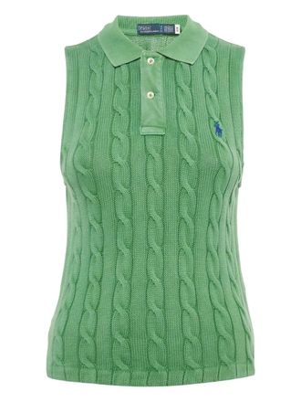 Polo Ralph Lauren cable-knit polo shirt - women - Cotton - S - Green