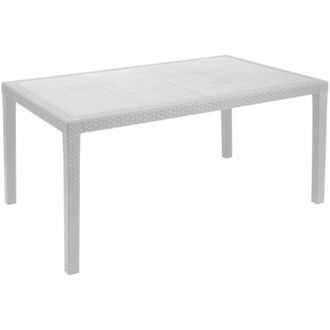Dmora Tavolo da esterno Arca, Ripiano fisso rettangolare, Tavolo da giardino multiuso effetto rattan, 100% Made in Italy, 138x78h72 cm, Bianco