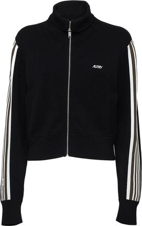 Autry Gebreid Viscose Volledige Rits Jas - Dames - Vesten met rits - Zwart - L - Nylon - Hoodies & sweatvesten