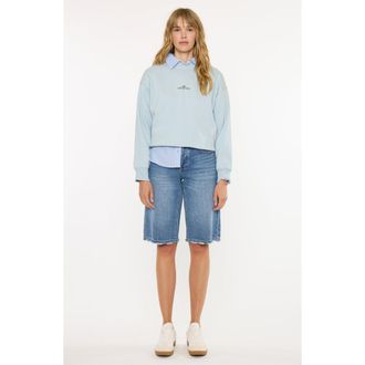 Kancan Daylin Low Slung Baggy Jort Shorts in Medium Wash at Nordstrom, Size 27