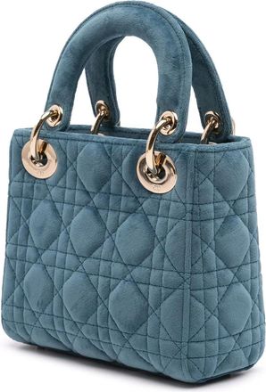 Dior Hobo Bags - 2020 Mini Velvet Cannage Lady Dior - Gr. unisize - in Blau - für Damen